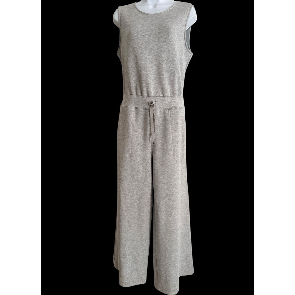SPANX AirEssentials‎ Jumpsuit L Petite Gray Wide Leg Sleeveless Lounge Travel